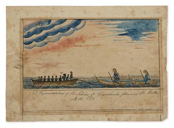 (MARITIME.) Cushion, Ed. Pair of watercolors from an American merchant ship.